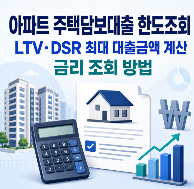 아파트 주택담보대출 한도조회 방법, LTV·DSR 적용 최대 대출금액과 금리 비교 총정리